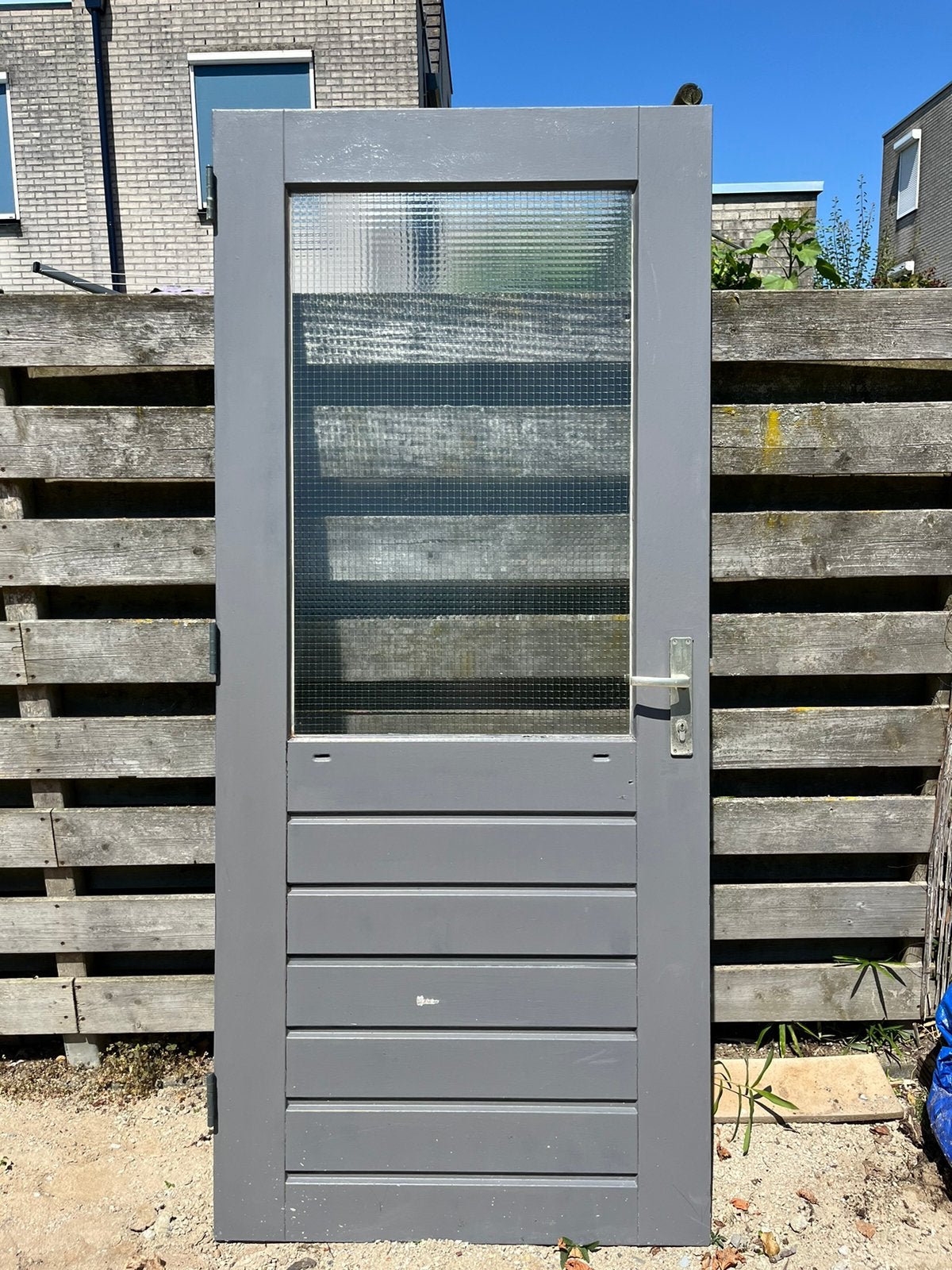 Buitendeur met raam, Doe-het-zelf en Verbouw, Ophalen, Gebruikt, 80 tot 100 cm, Buitendeur