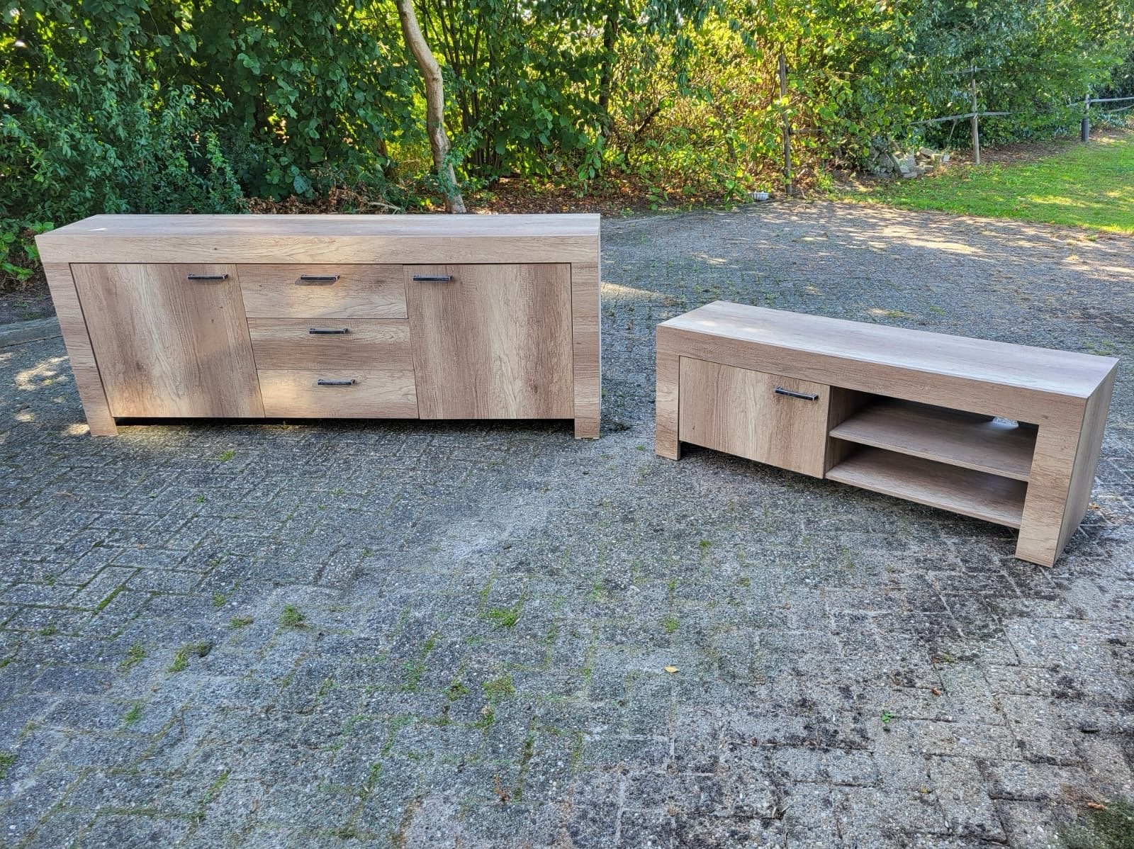 Complete set: Kast, dressoir en tv-meubel, Ophalen, Gebruikt, 150 tot 200 cm, Met lade(s)