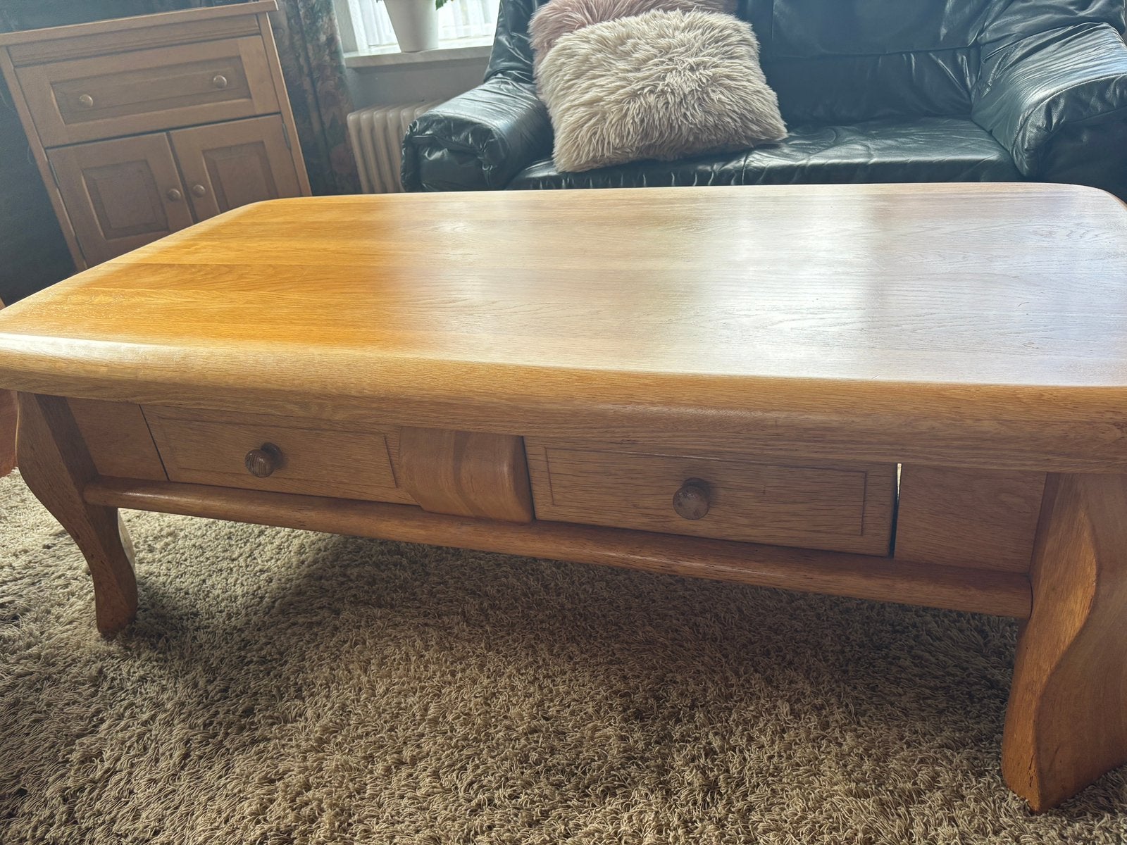 Salontafel blank eiken met lades, Huis en Inrichting, Ophalen, Gebruikt, 50 tot 75 cm, Eikenhout