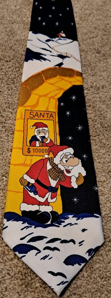 Kerst stropdas blauw Kerstman Santa wanted, Ophalen of Verzenden