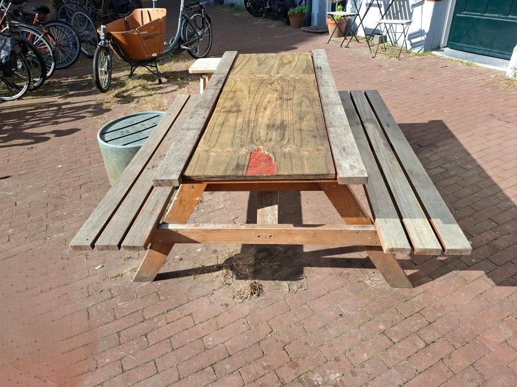 Gratis ophalen - Picknick tafel, Ophalen, Gebruikt, Rechthoekig, Hout