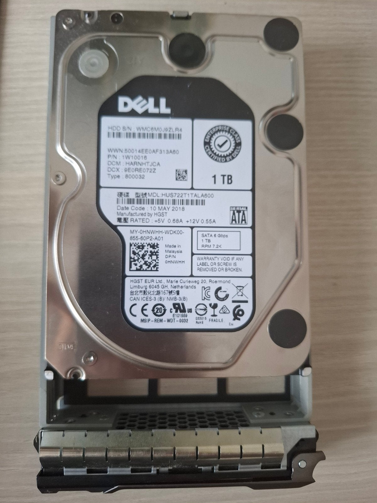 Dell 1TB SATA HDD 7.2K - Interne Harde Schijf + SATA kabel, Computers en Software, Harde schijven, Ophalen, Intern, Gebruikt, Server