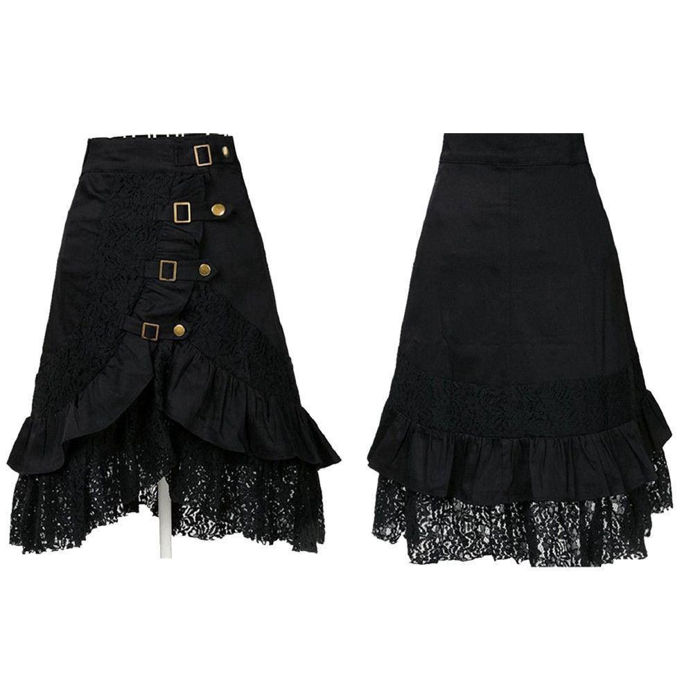 Zwarte gothic rok (victoriaanse steampunk dames vrouwen), Kleding | Dames, Verzenden, Nieuw, Zwart, Onder de knie