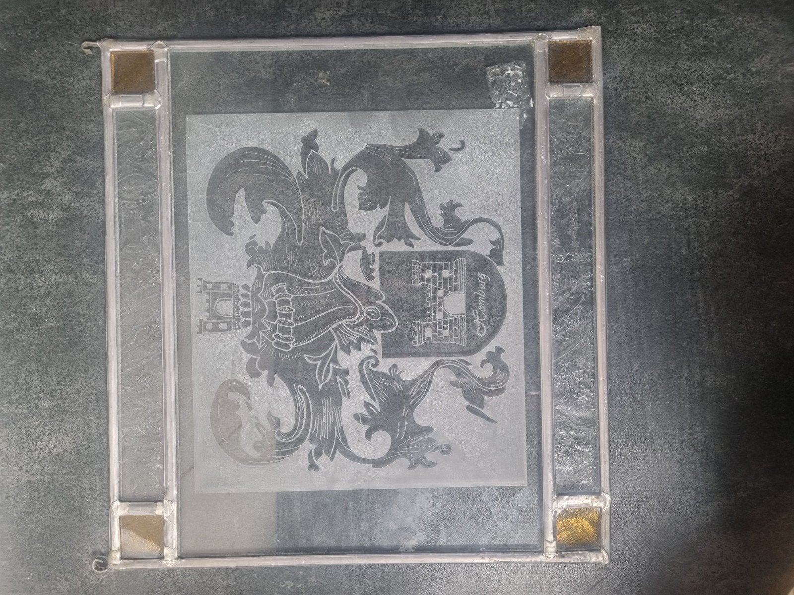 Antiek glas-in-lood paneel met homburg, Ophalen of Verzenden