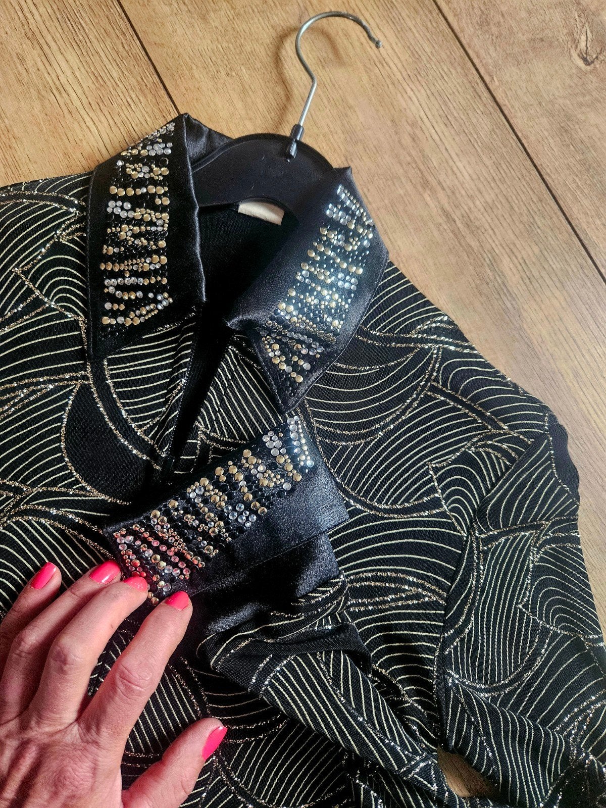 Western Showblouse Zwart met Goud Glitter XS/S, Ophalen of Verzenden, Zo goed als nieuw, Maat 34 (XS) of kleiner, Zwart