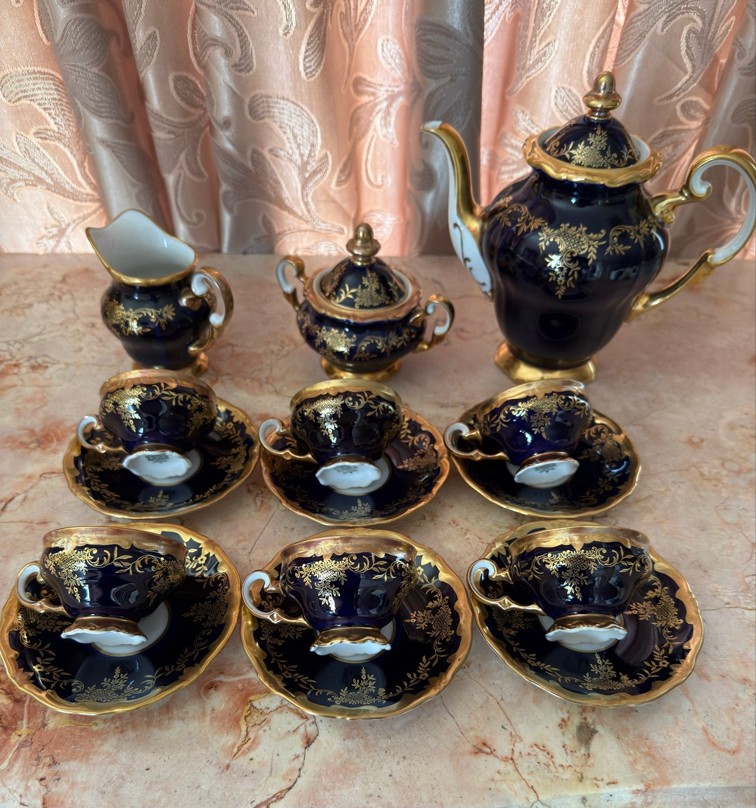 Weimar Porzellan Kobalt Koffieservies, Antiek en Kunst, Ophalen