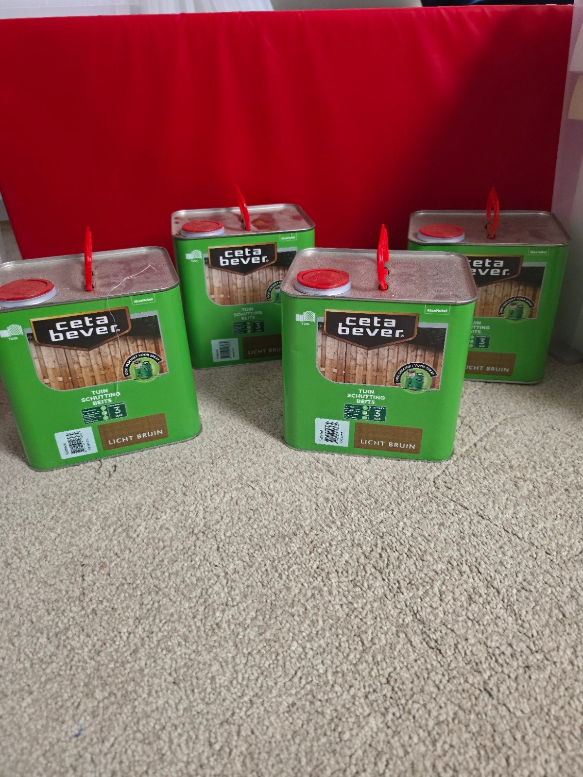 4x CetaBever Schuttingbeits Licht Bruin 2.5L, Ophalen, Bruin, 5 tot 10 liter, Nieuw