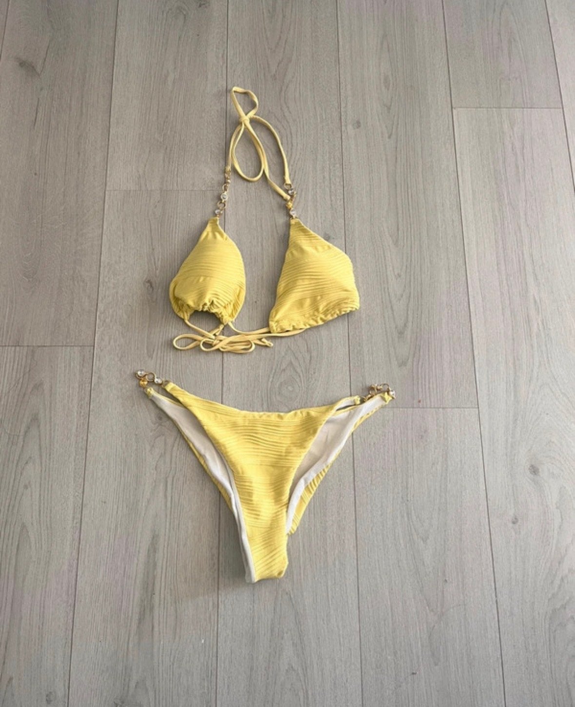Shein bikini maat L, Verzenden, Zo goed als nieuw, Geel, Bikini