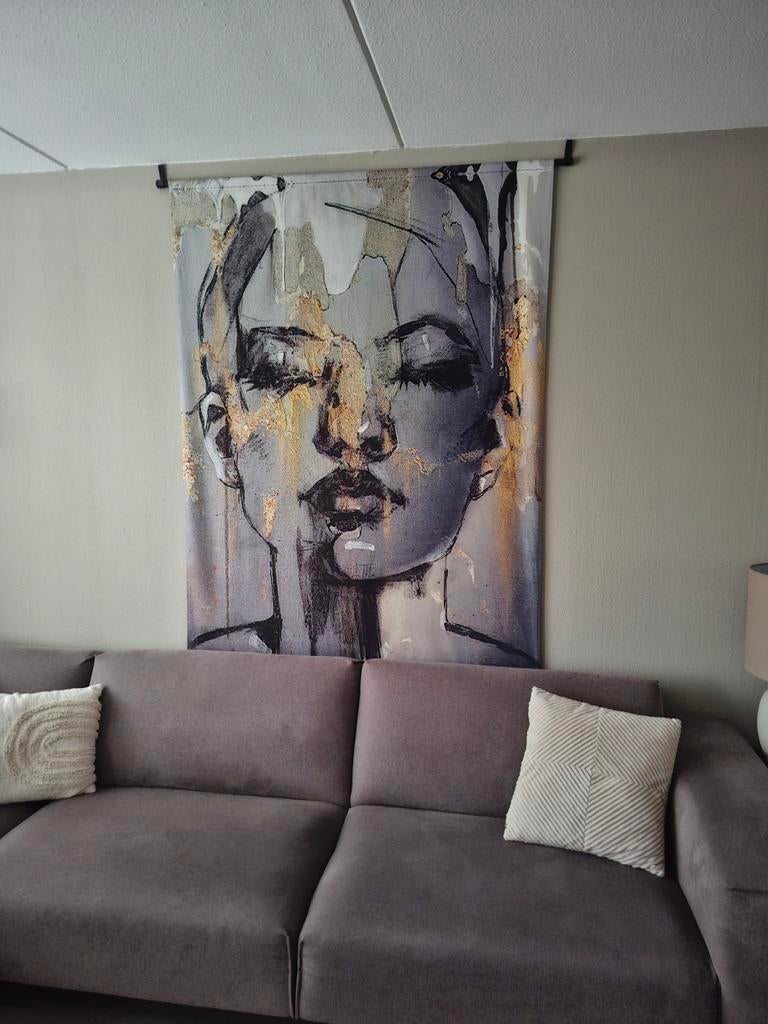 Wandkleed., Ophalen, 125 cm of meer, Schilderij, 75 cm of meer