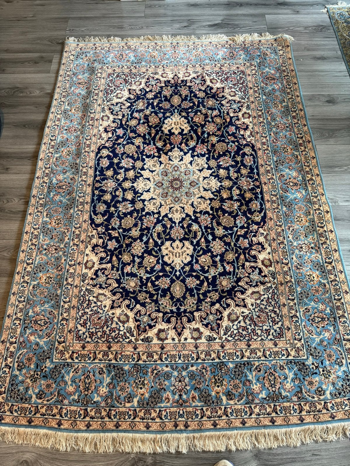 Perzisch Tapijt Isfahan, Blauw, 150 tot 200 cm, 200 cm of meer, Ophalen of Verzenden