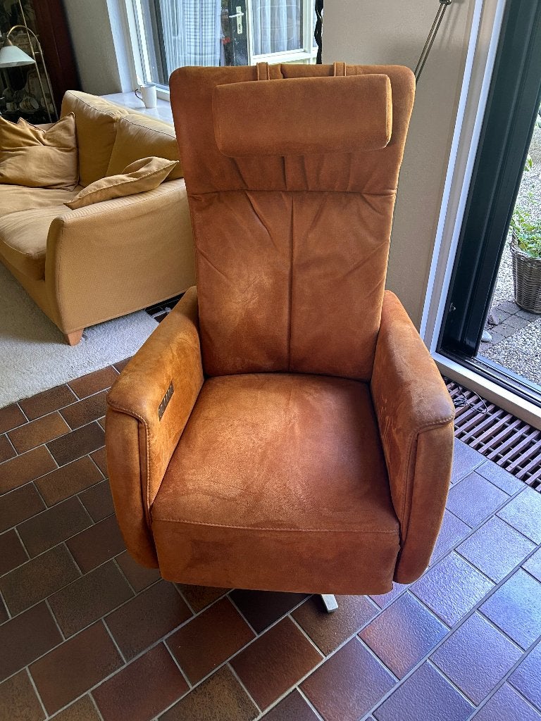 Luxe lederen elektrische sta-op fauteuil, draadloos model., Huis en Inrichting, Fauteuils, Ophalen, 75 tot 100 cm, Zo goed als nieuw
