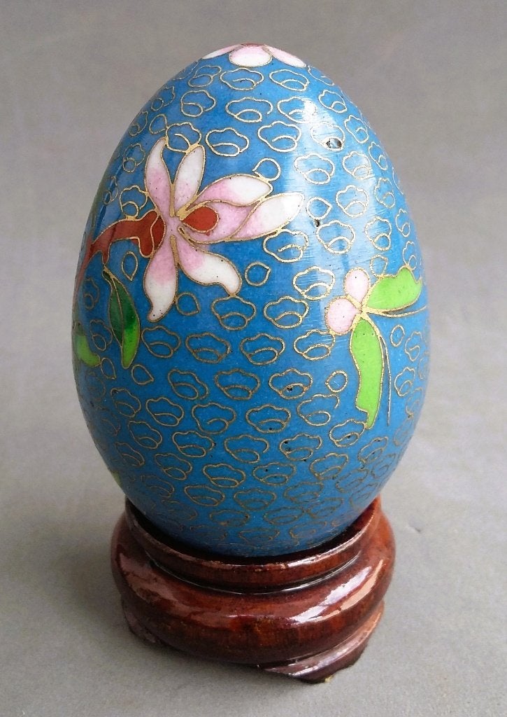 20 ste eeuw Chinese Cloisonne Ei Paasei Vogelei Glas Emaille, Ophalen of Verzenden
