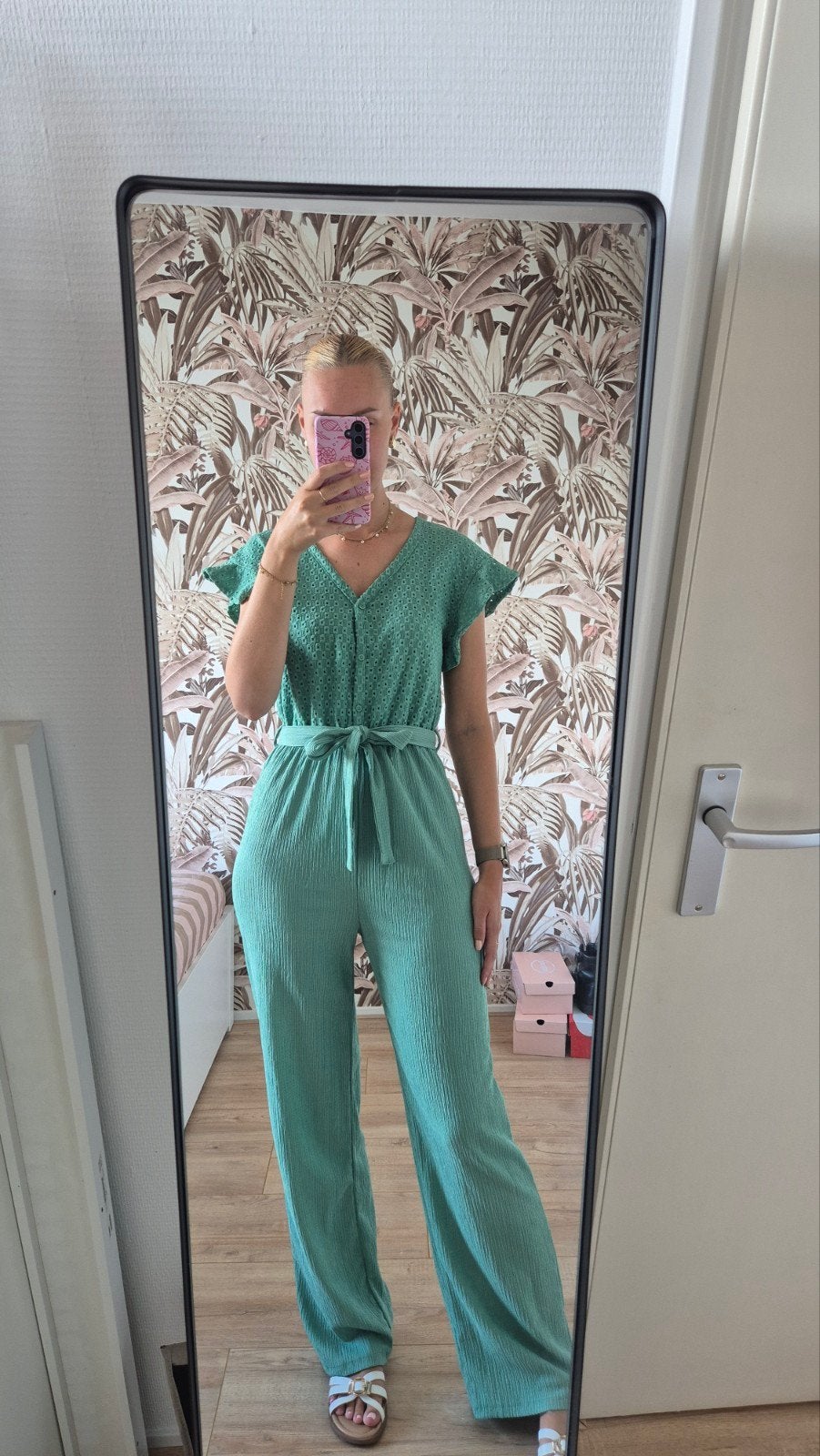 Bien Bleu Jumpsuit Groen Maat S, Verzenden, Zo goed als nieuw, Maat 36 (S), Groen