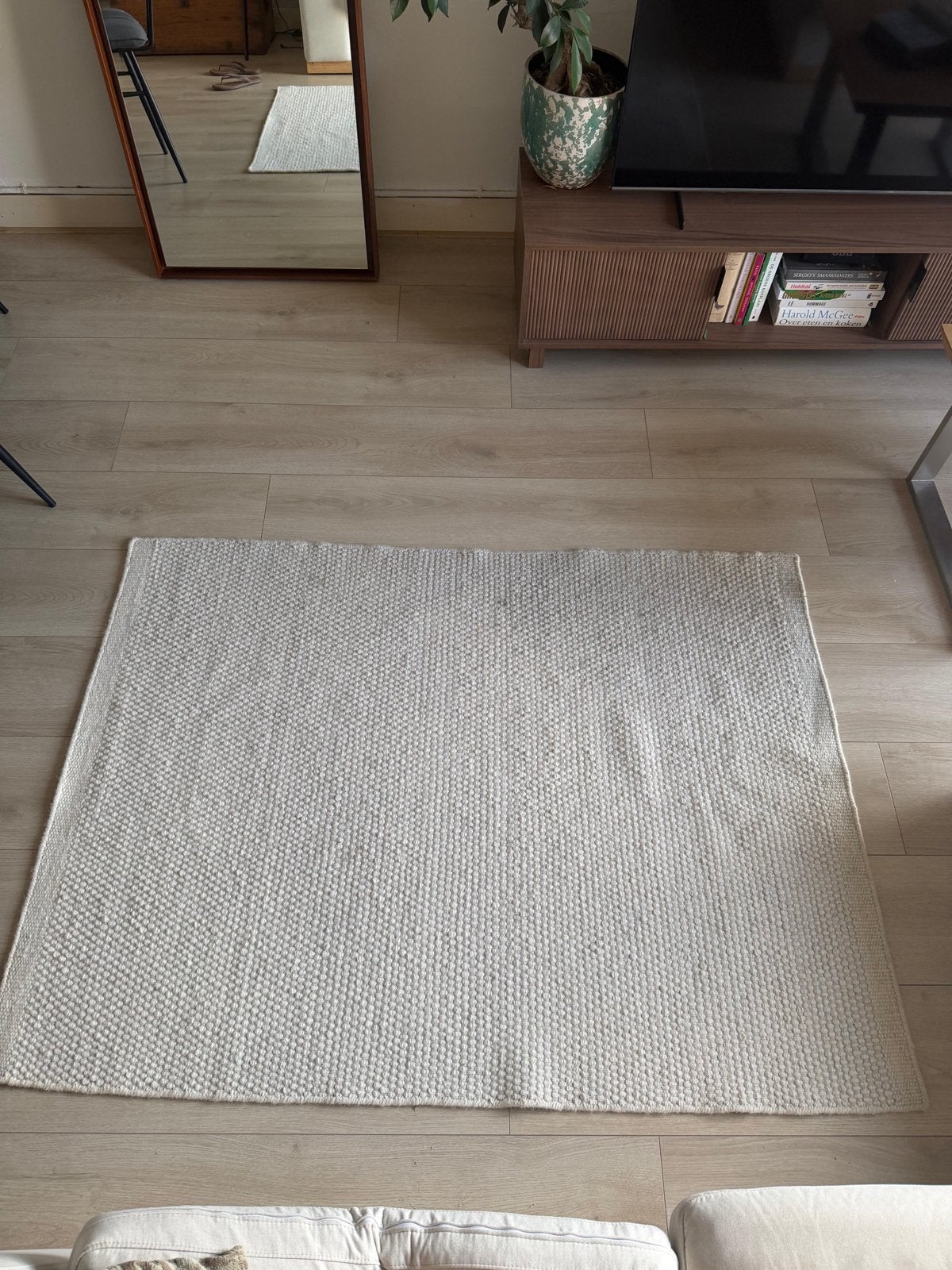 Benuta Pure Rocco wollen vloerkleed 120x170 cm, Huis en Inrichting, Stoffering | Tapijten en Kleden, Ophalen, 100 tot 150 cm, Wit