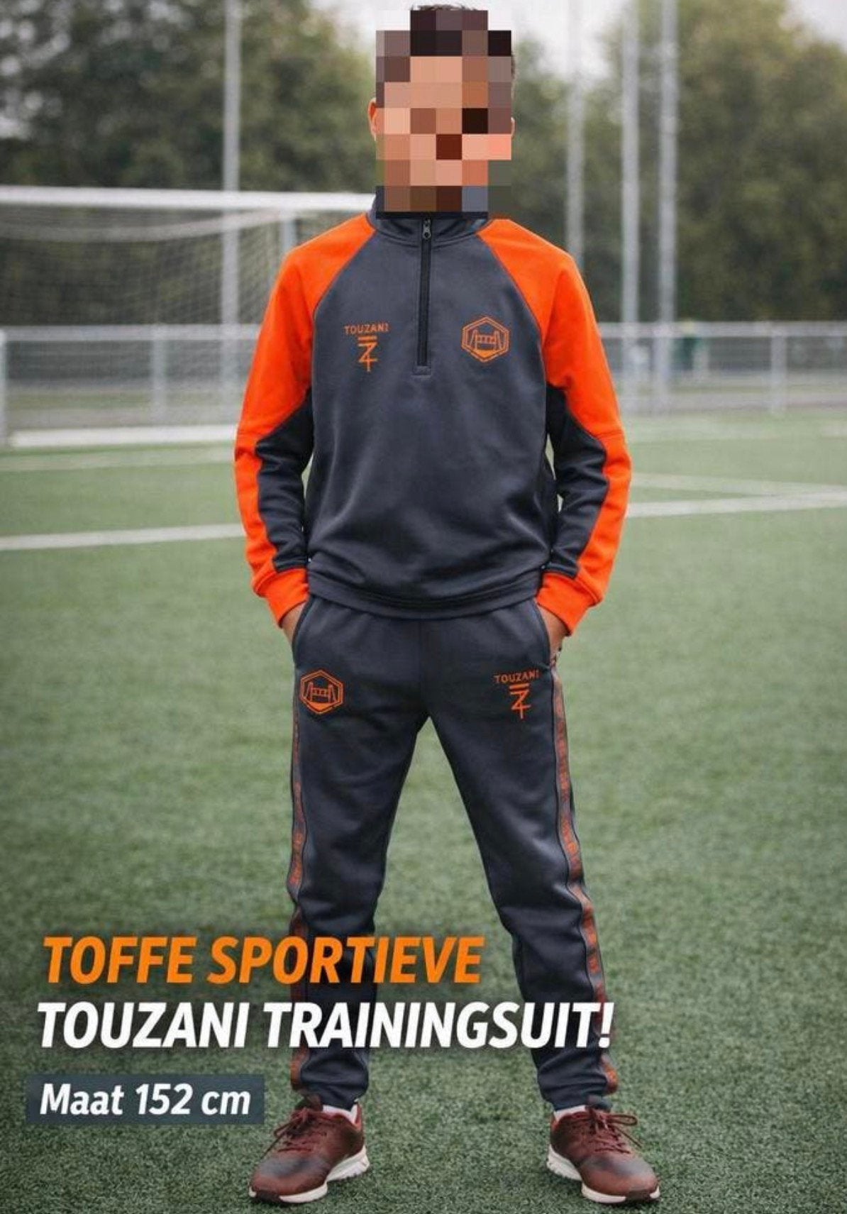 Touzani trainingspak maat 152cms., Ophalen of Verzenden, Zo goed als nieuw, Jongen of Meisje, Sport- of Zwemkleding