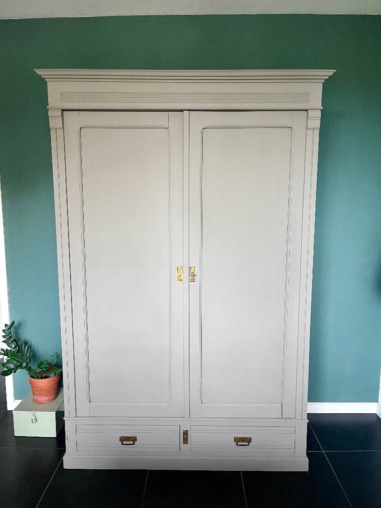 Vintage kleding linnen leg kast meiden buffet servies wand, Ophalen, 100 tot 150 cm, 200 cm of meer, Met lade(s)