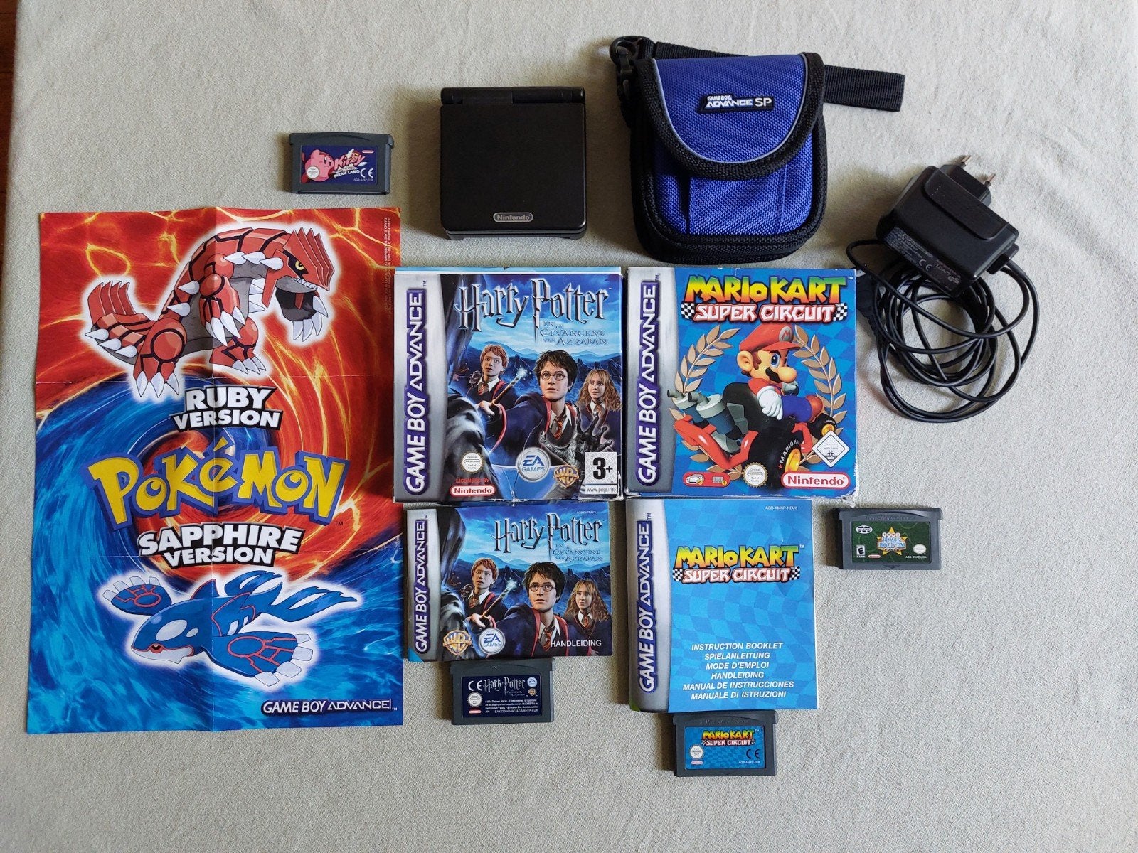 Nintendo Gameboy Advance SP zwart, Kirby, Mario Kart etc., Ophalen of Verzenden, Game Boy Advance SP