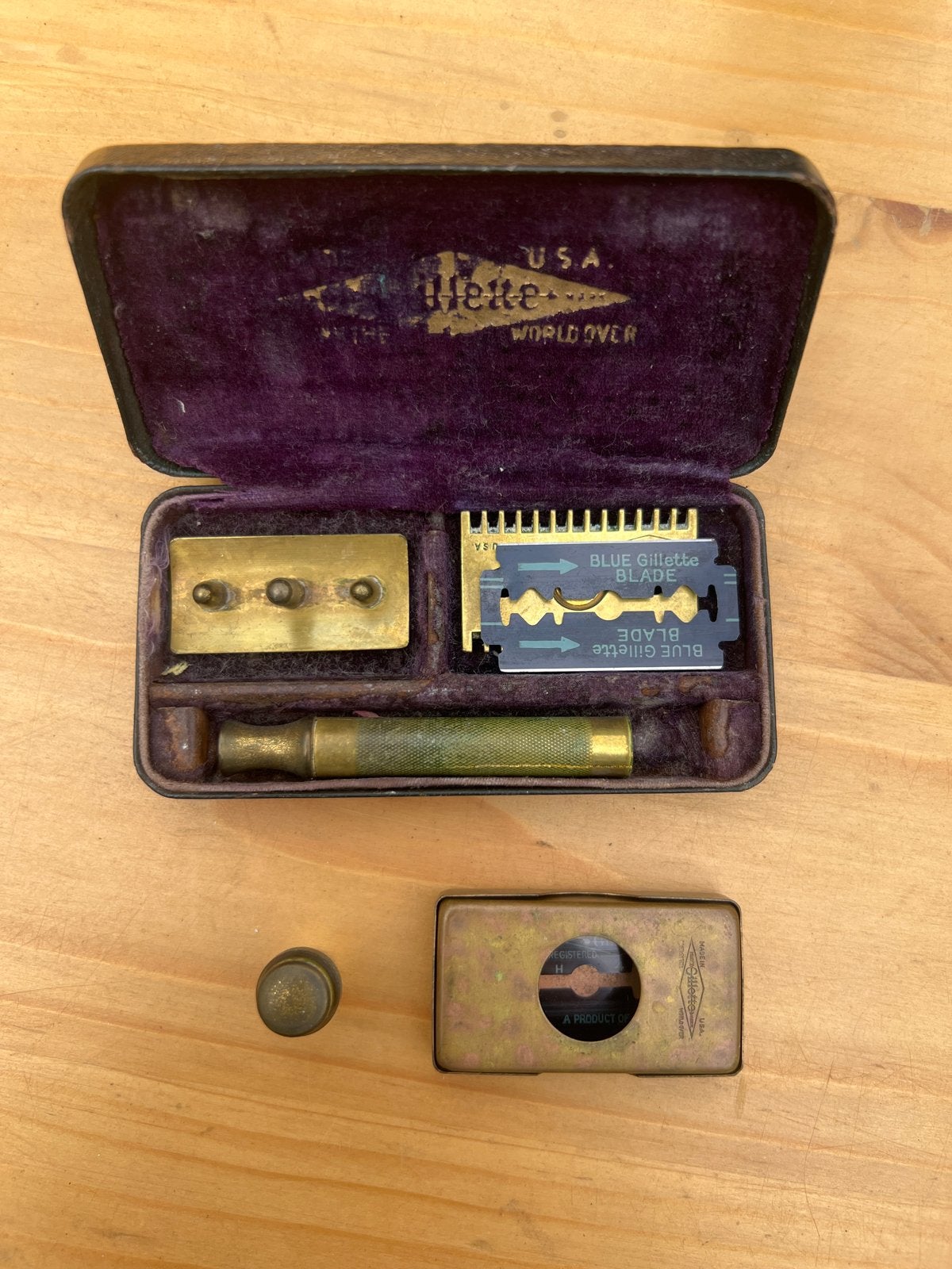 Vintage Gillette scheermes set in originele doos, Antiek en Kunst, Ophalen