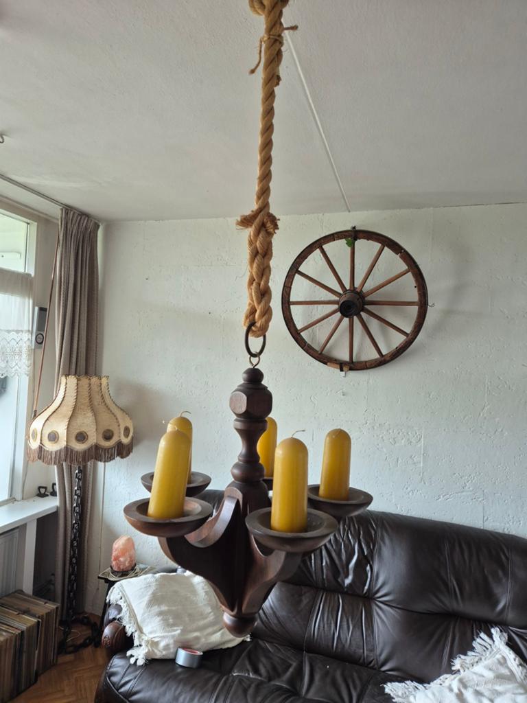 Lampen kaarsen eikenhouten, Antiek en Kunst, Ophalen