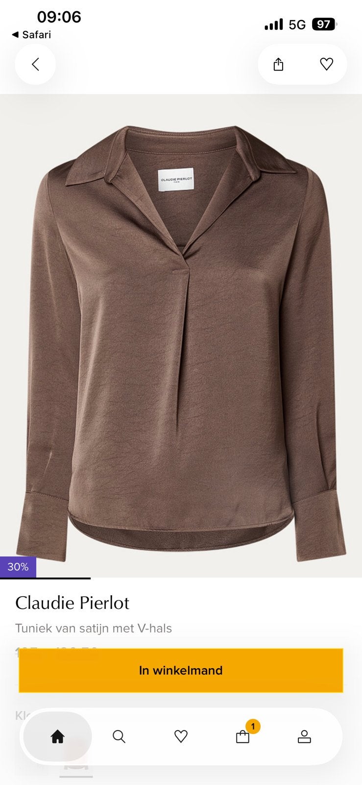 Tuniek satijn claudie pierlot (nog nieuw!), Bruin, Maat 42/44 (L), Ophalen of Verzenden, Zo goed als nieuw