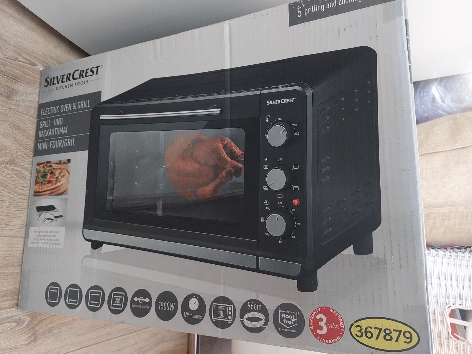 Nieuwe Silvercrest Mini-Oven met Grill - 1500W, 30L, Ophalen, Hete lucht, Mini-oven, Silvercrest
