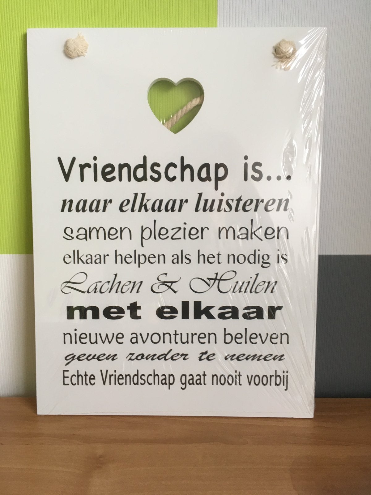 Houten tekstbord Vriendschap, Ophalen of Verzenden, Nieuw