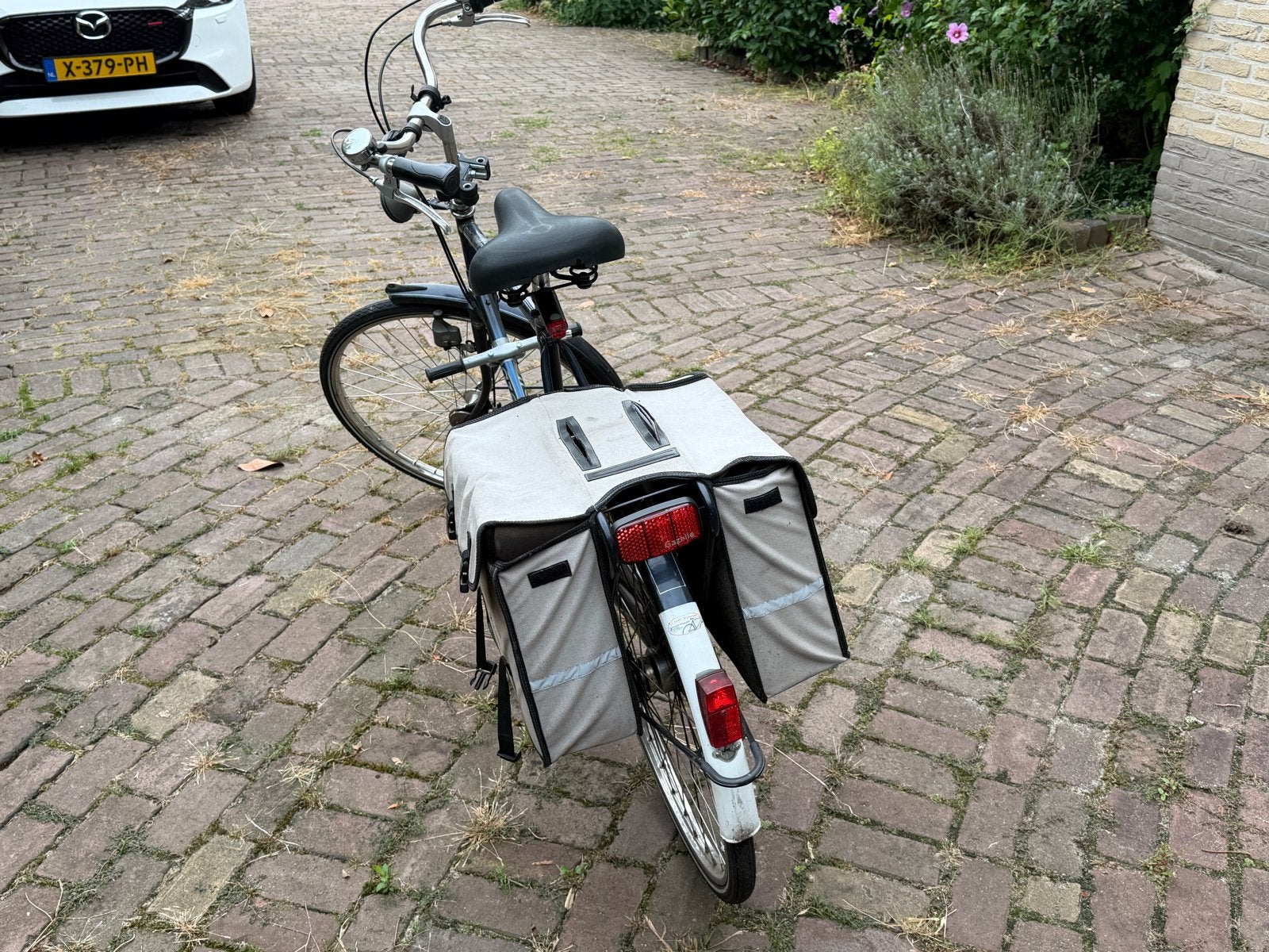 Gazelle Primeur fiets met fietstassen, blauw - Gebruikt, Gebruikt, Versnellingen, Gazelle, Trommelrem