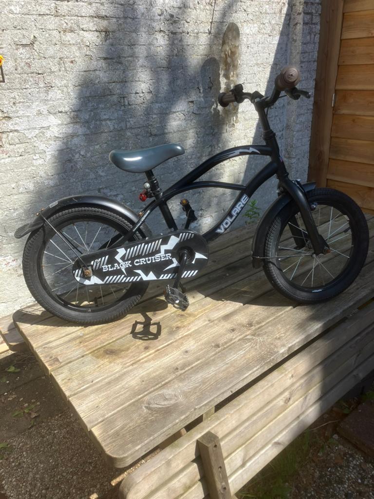 Volare Black cruiser kinderfiets 14 inch, Fietsen en Brommers, Fietsen | Crossfietsen en BMX, Ophalen, Zo goed als nieuw, Staal