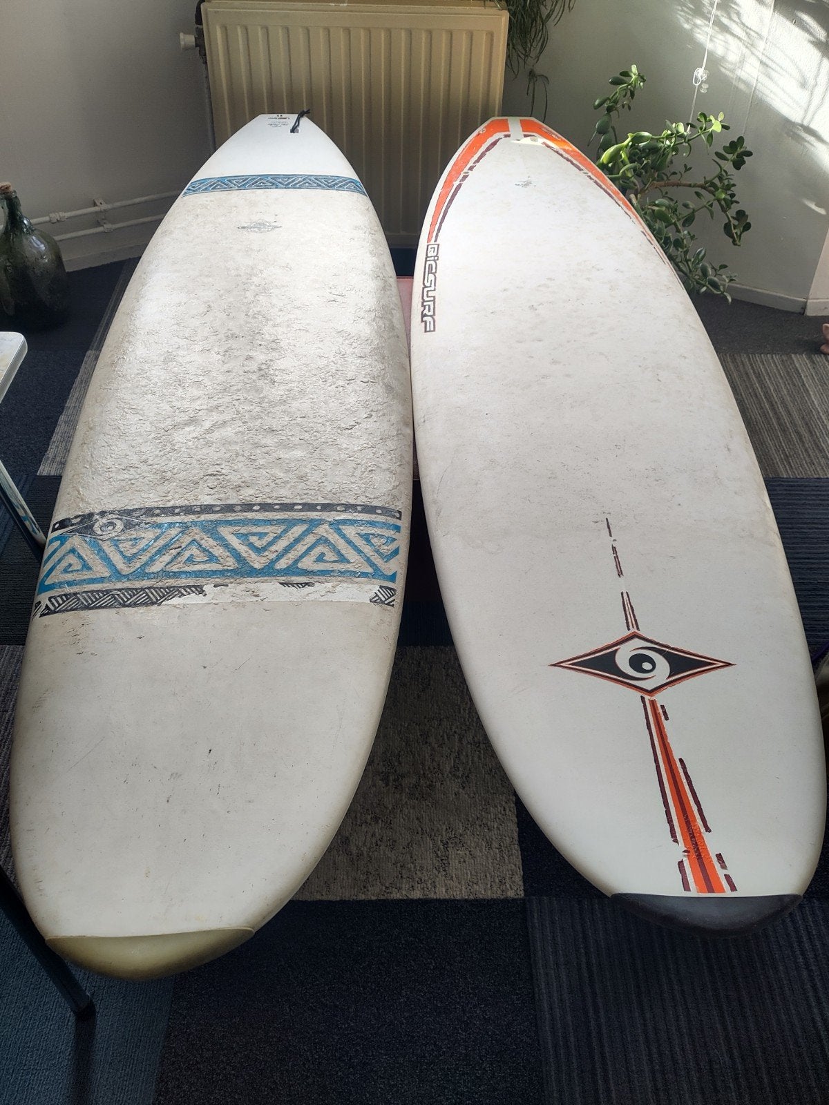 2x BIC Sport Mini Malibu Surfboard 7'3", Ophalen, Gebruikt, Met vinnen