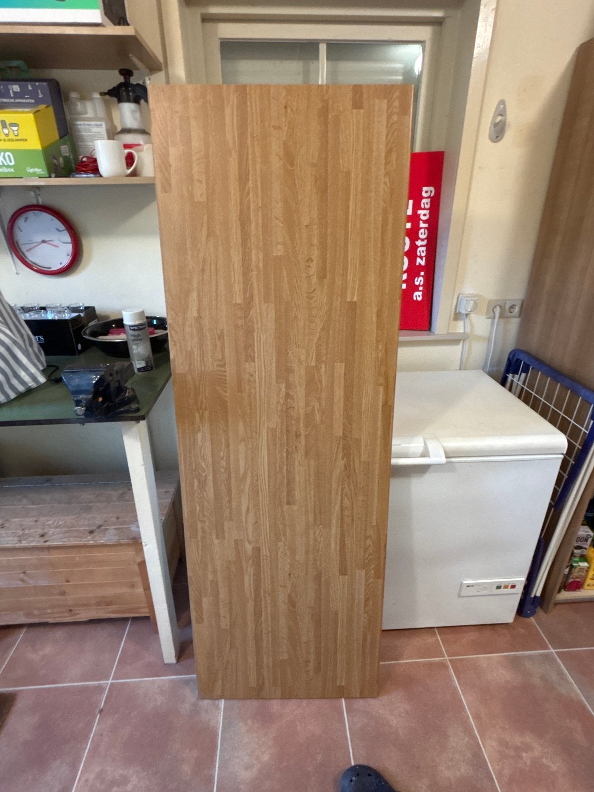 Eikenkleurig Werkblad - 175x60 cm, Gebruikt, Rechthoekig, Overige houtsoorten, 50 tot 100 cm