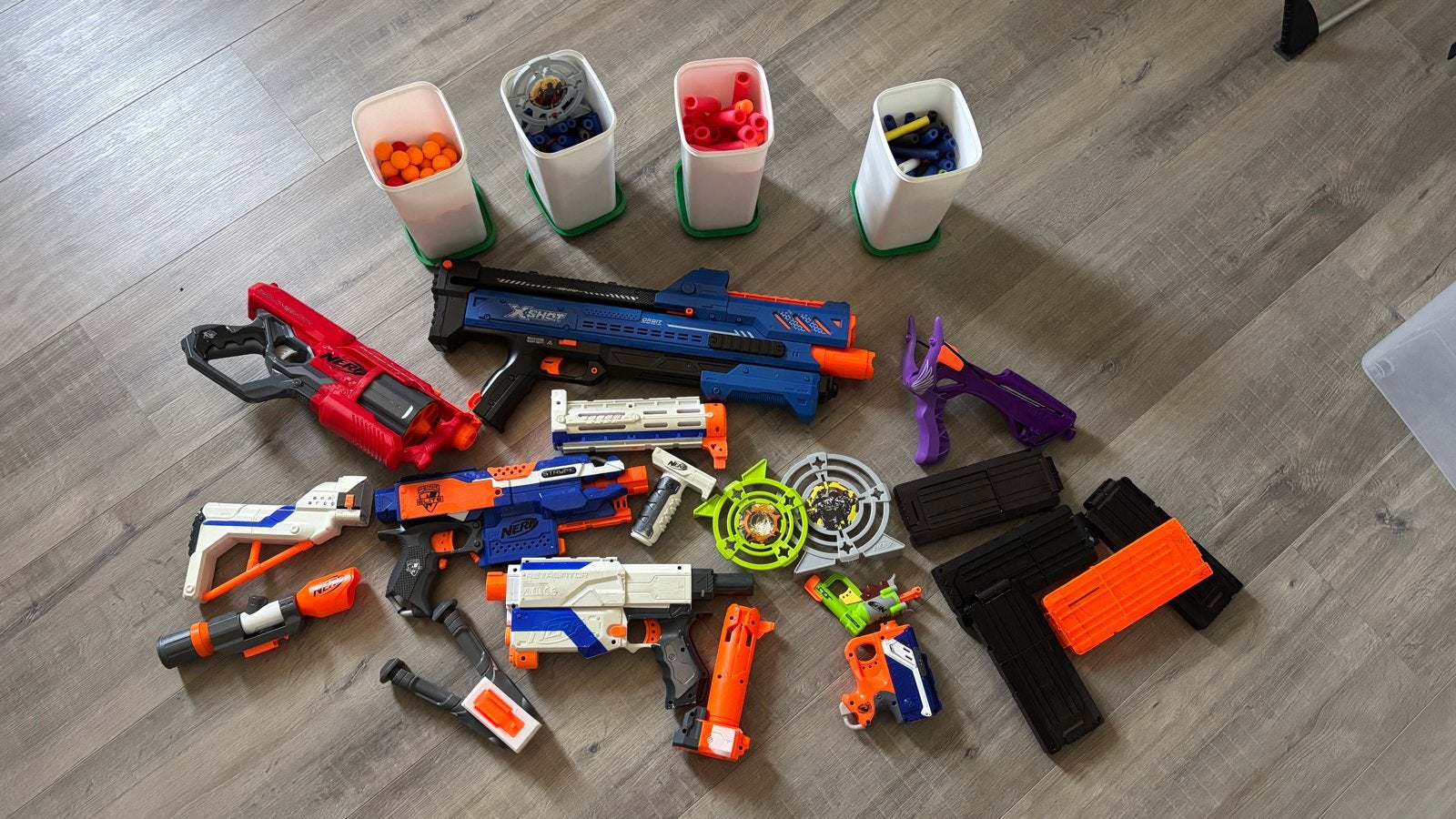 det Nerf en X-Shot pistolen met accessoires, Kinderen en Baby's, Ophalen, Gebruikt, Jongen of Meisje