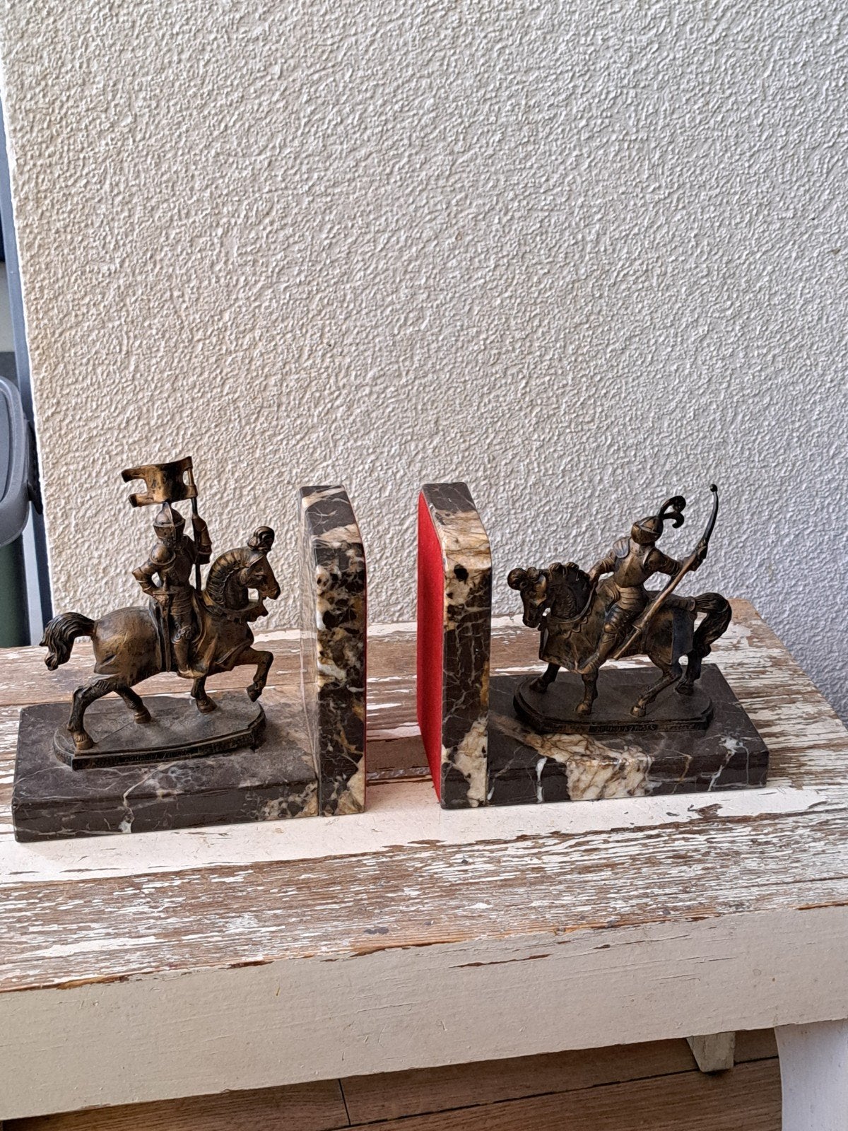 boekensteunen  ridder op marmer, Ophalen of Verzenden