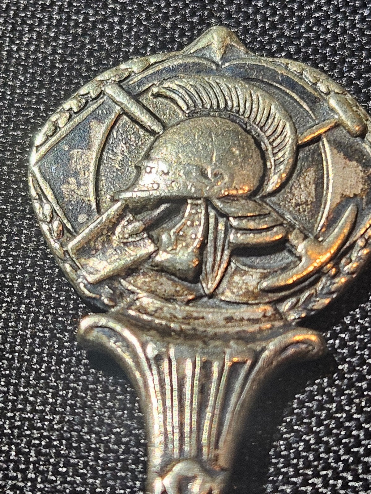 Antieke suiker lepel Pioneers met Romeinse helm decoratie, Ophalen of Verzenden
