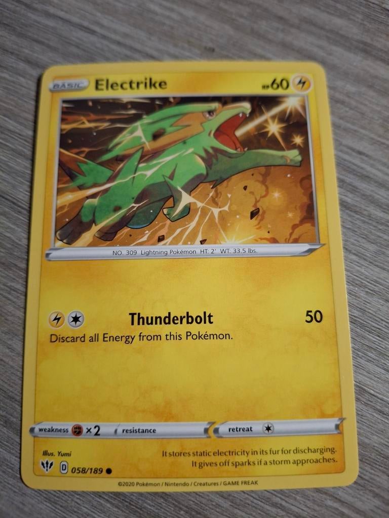 Pokémon kaart Electrike 058/189, Ophalen of Verzenden, Gebruikt, Losse kaart