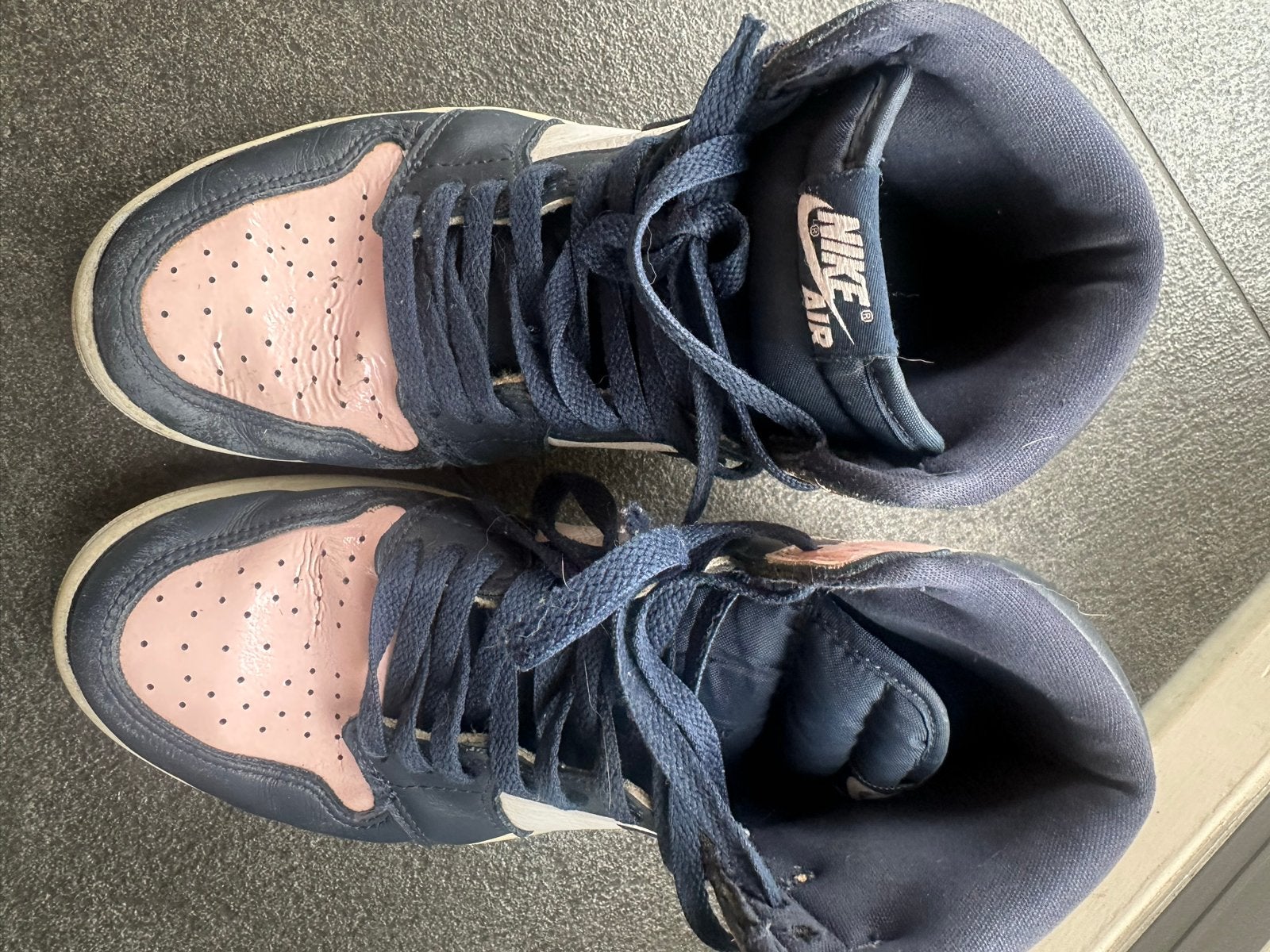 Nike Air Jordan 1 Mid - Roze/Donkerblauw maat 39, Ophalen of Verzenden, Gedragen, Roze, Sneakers of Gympen