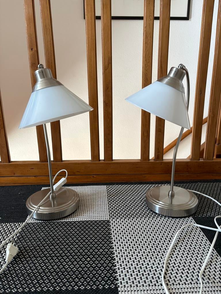 2 metalen tafellampen, IKEA KROBY, 30 cm hoog, Ophalen of Verzenden, Zo goed als nieuw, Metaal, Minder dan 50 cm