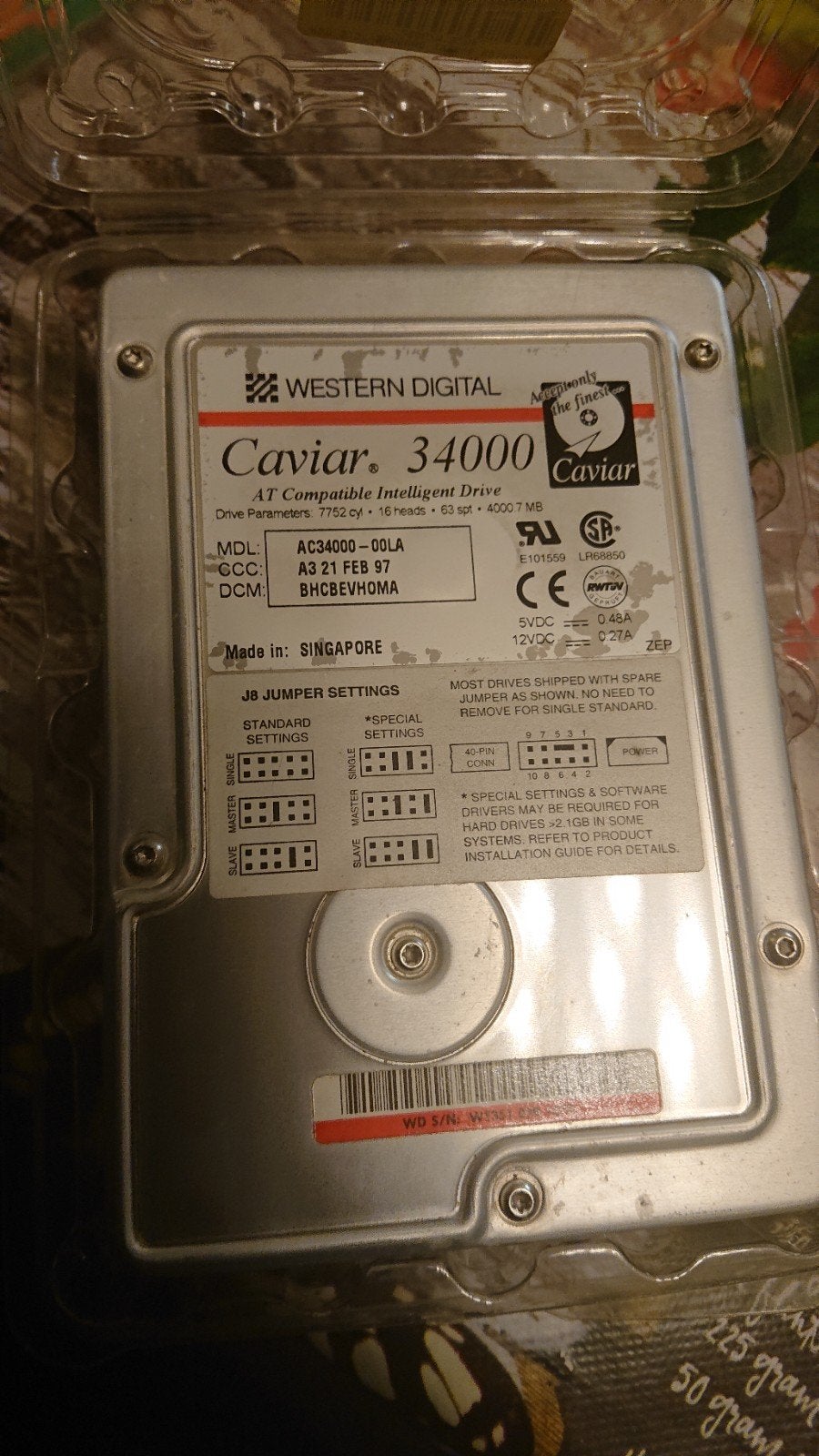 Western Digital 4 Gb vintage ide harddisk nieuw, Ophalen of Verzenden, Western Digital