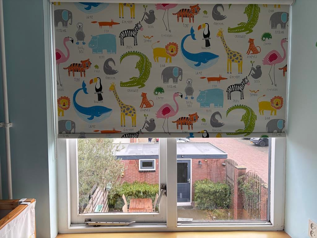 Rolgordijn met dierenprint voor kinderkamer, Gebruikt, Meerkleurig, Overige stijlen, Ophalen of Verzenden