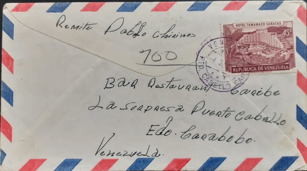 Luchtpost Venezuela, Ophalen of Verzenden, Envelop