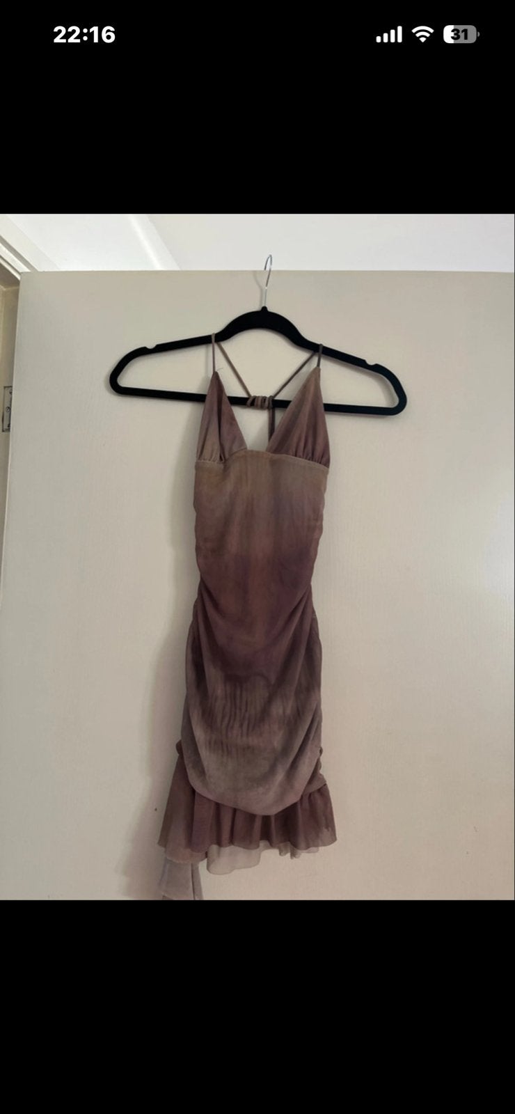 Pull&Bear mini jurk met ruches - maat XS, Bruin, Verzenden, Zo goed als nieuw, Maat 34 (XS) of kleiner