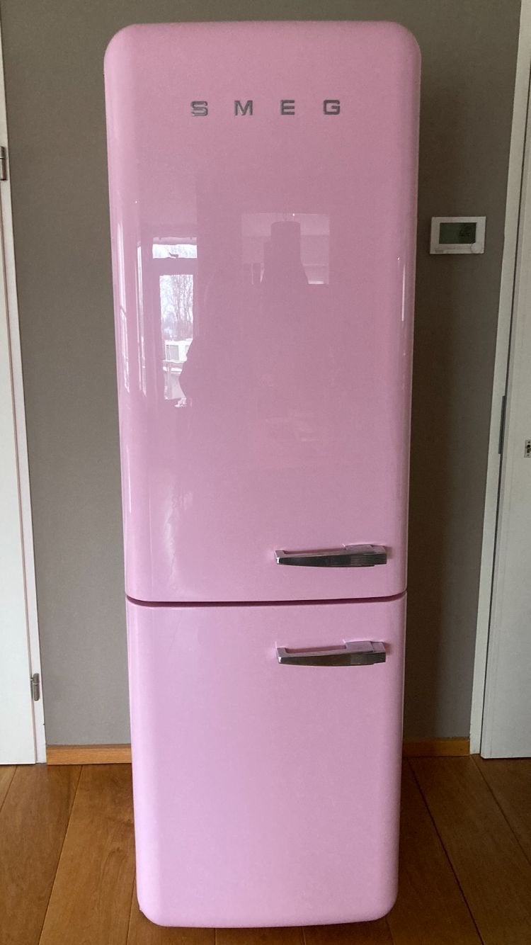 Smeg Koelkast met Vriezer - Roze Retro Design, Bella, 200 liter of meer, 60 cm of meer, Met aparte vriezer