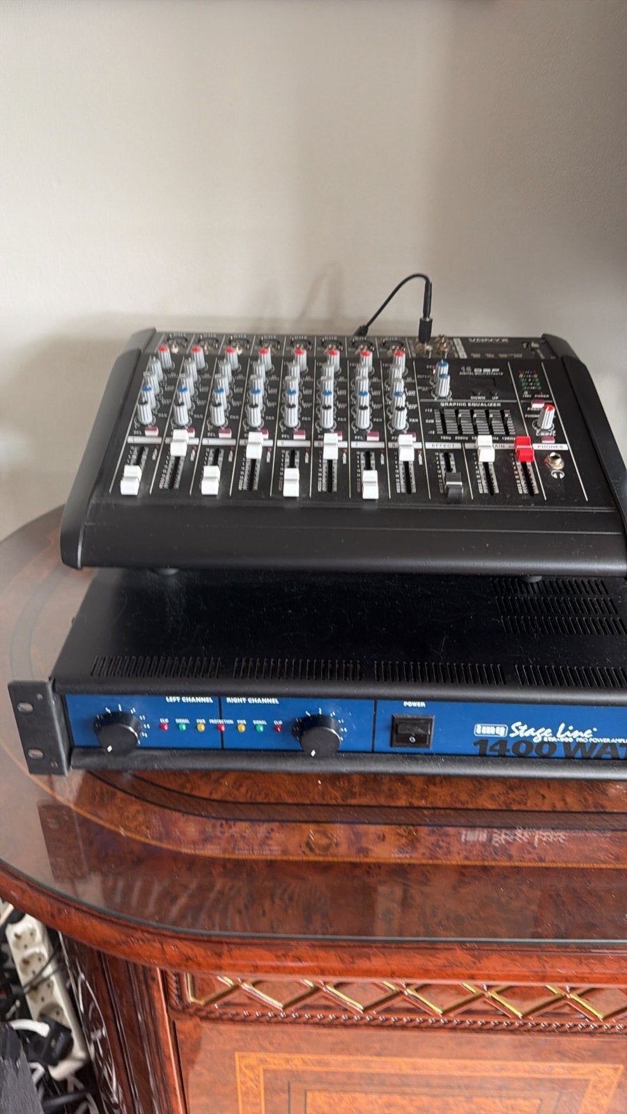 Grote luidsprekers met versterker en mixer, Gebruikt, Party speaker, Ophalen of Verzenden, Geschikt voor surround/home cinema