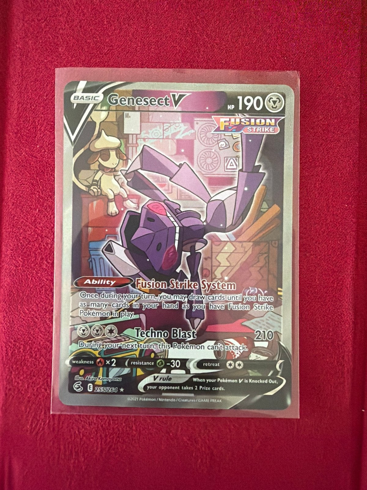 Pokémon Genesect V Fusion Strike 255/264 Full Art, Ophalen of Verzenden, Zo goed als nieuw, Losse kaart
