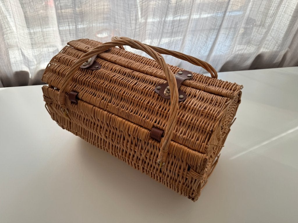 Vintage picknickmand van riet - voor 4 personen, Ophalen, Gebruikt, Zonder inhoud