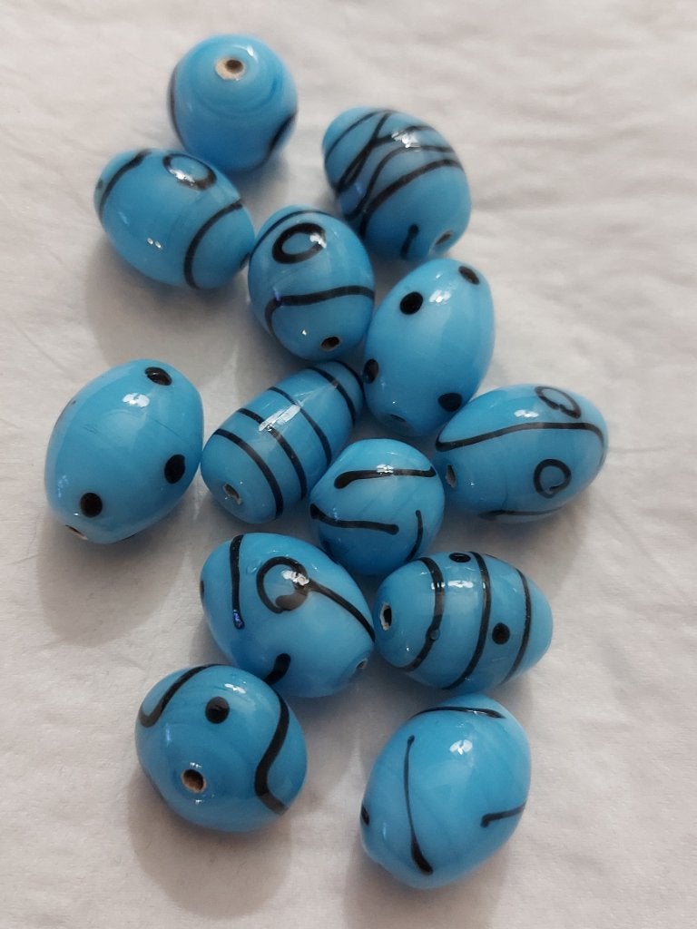 Verschillende vormen blauw bewerkte glaskralen, Verzenden, Nieuw, Kraal
