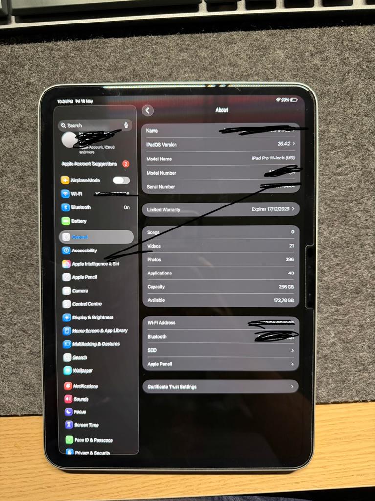 Apple iPad Pro (M5)11inch Zilver 256 GB, 10 inch, Overige modellen, Ophalen of Verzenden, Zo goed als nieuw