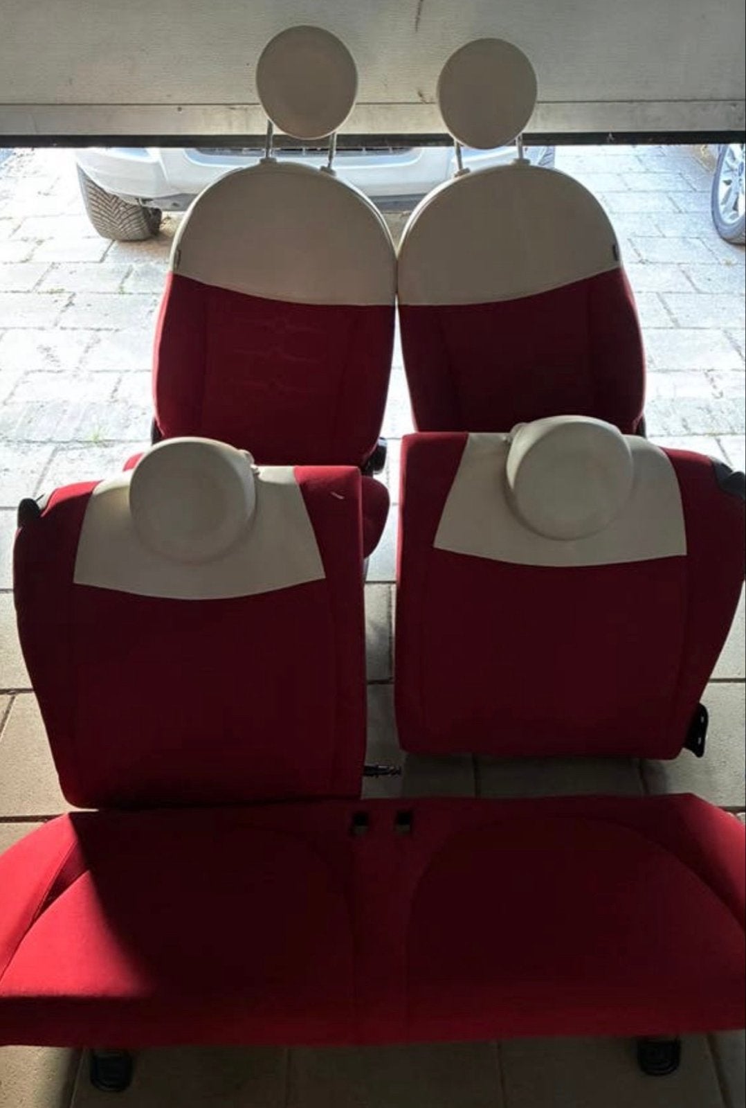 Fiat 500 Interieur: Stoelen en Deurpanelen Rood/Wit, Auto-onderdelen, Ophalen, Gebruikt, Fiat