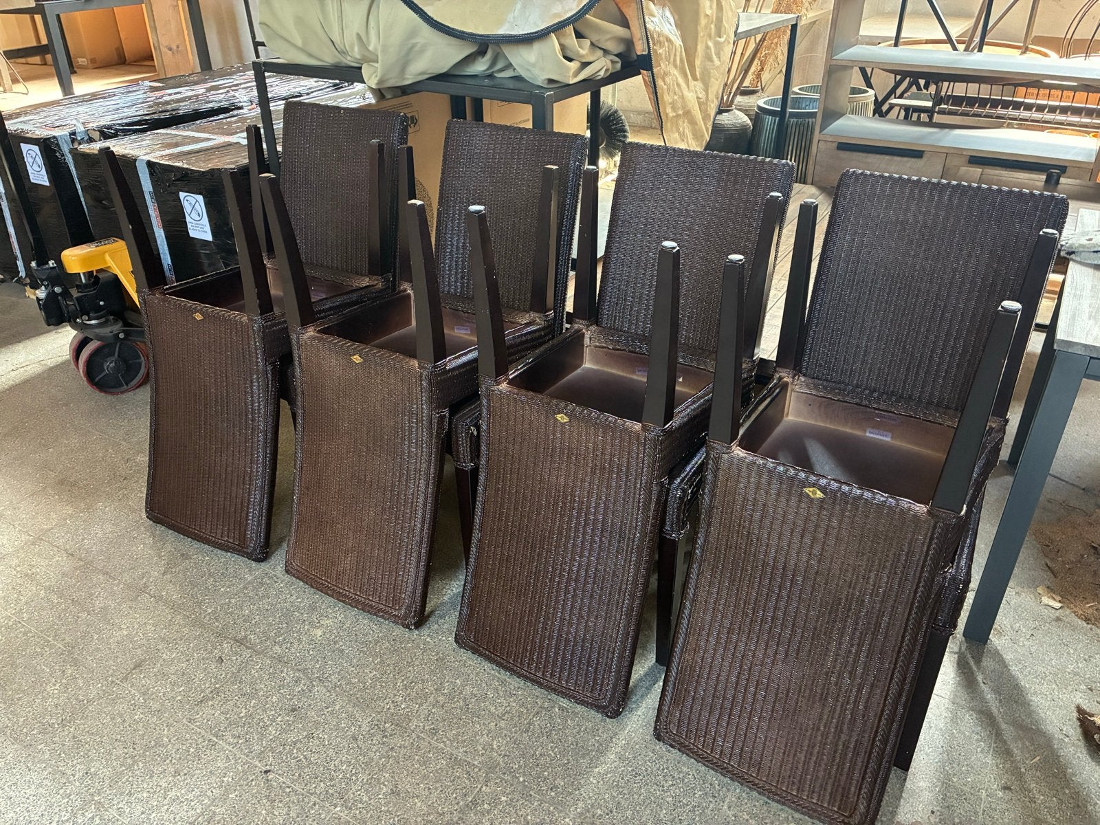 8x Originele Vincent Sheppard Lloyd Loom Stoelen, Ophalen, Gebruikt, Bruin, Riet of Rotan