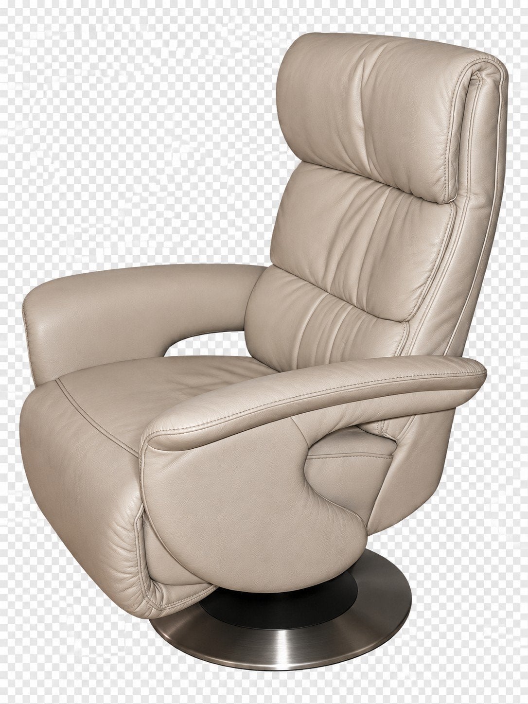 Luxe beige leren relaxfauteuil met draaivoet