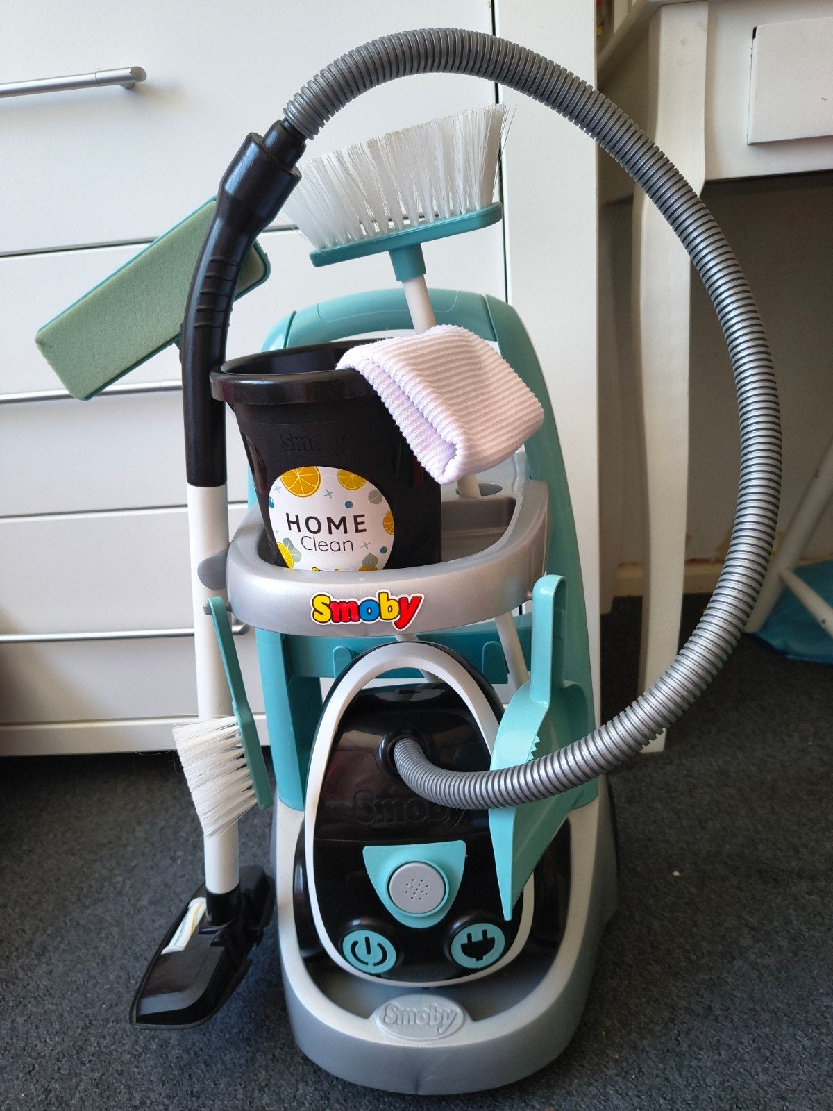 Smoby Speelgoed Schoonmaakset met Stofzuiger met geluid, Ophalen, Zo goed als nieuw, Jongen of Meisje